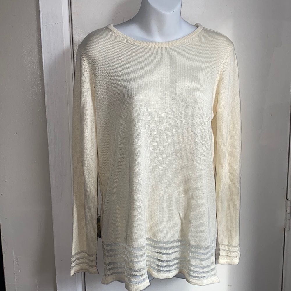 BALLINGER GOLD Ivory Lightweight Knit Sweater-S